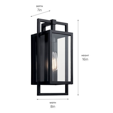 Goson™ 16" 1 Light Wall Light with Clear Glass Black