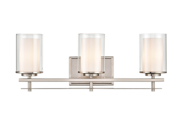 3 Light 23" Wide Brushed Nickel Vanity Light with Clear Glass Shades