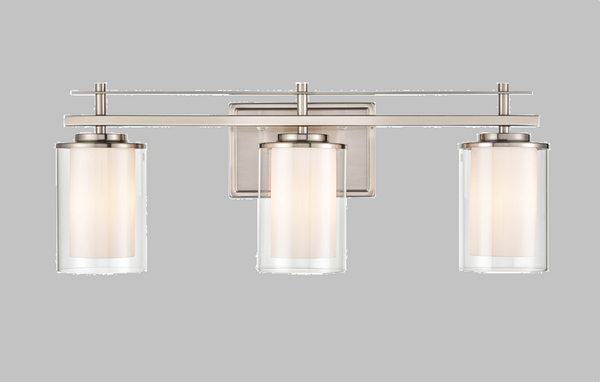 3 Light 23" Wide Brushed Nickel Vanity Light with Clear Glass Shades