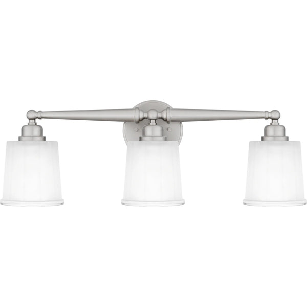 Brushed Nickel 3 Light 24" Wide Vanity Light with Sandblasted Glass Shades