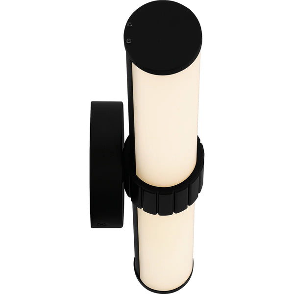 2 Light 28" Wide Matte Black LED Bath Bar with Etched Glass Shades