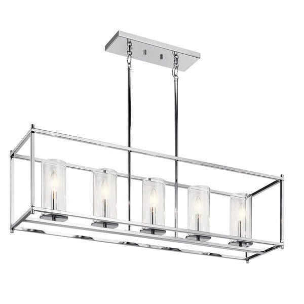 Crosby 13.75" 5 Light Linear Chandelier with Clear Glass
