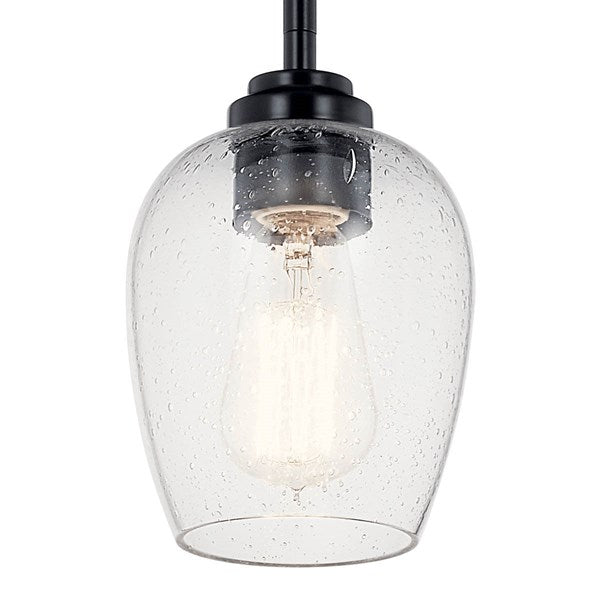 Valserrano 7.75" Mini Pendant with Clear Seeded Glass Black or Brushed Nickel